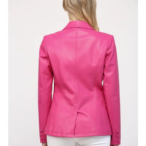 Faux Leather Jacket in Pink - Picture 3 of 3